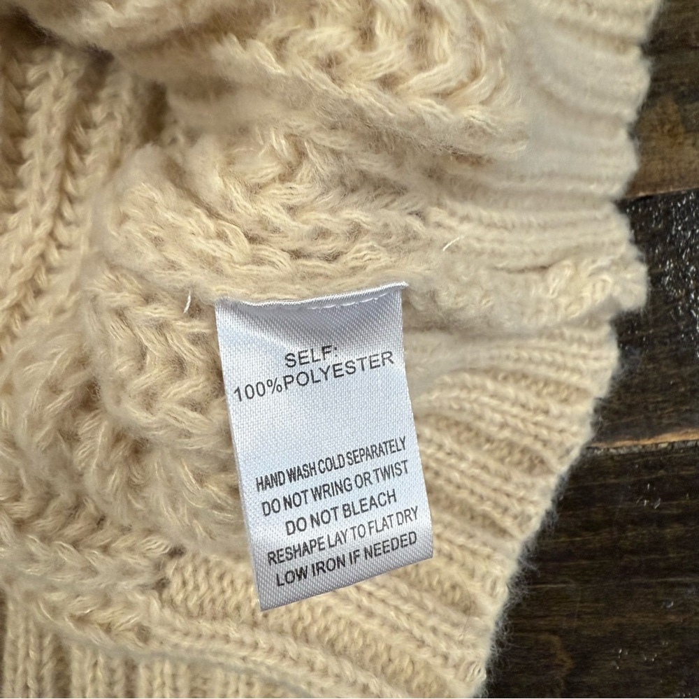Promesa Chunky Rib Knit Cowl Neck Oversized Soft & Cozy Sweater Small Cream/Tan - Picture 6 of 13